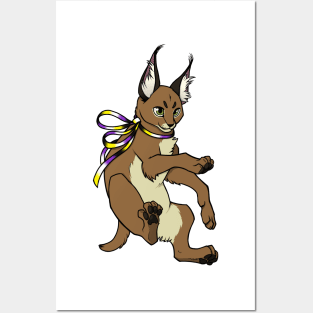 Nonbinary Pride Caracal (Enby Floppa) Posters and Art